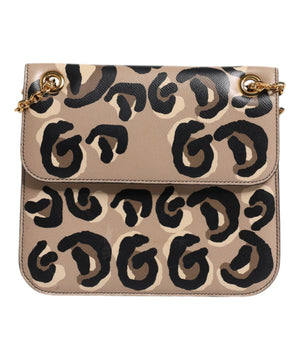 Dolce &amp; Gabbana Beige DG Leopard Pattern Leather Crossbody Bag