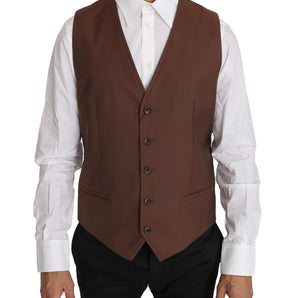 Dolce &amp; Gabbana Chaleco formal elegante en color bronce y gris, corte entallado