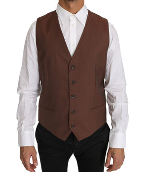 Dolce & Gabbana Sleek Bronze & Gray Formal Vest Slim Fit Dolce & Gabbana 
