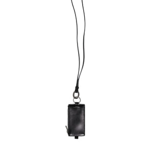 Dolce &amp; Gabbana Black Horse Leather Lanyard Logo Card Holder Wallet