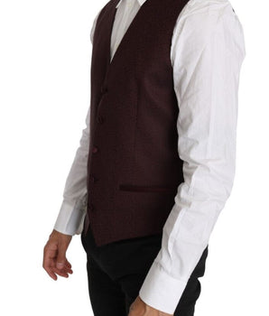 Dolce & Gabbana Elegant Purple Patterned Men's Formal Vest Dolce & Gabbana 