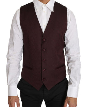 Dolce & Gabbana Elegant Purple Patterned Men's Formal Vest Dolce & Gabbana 