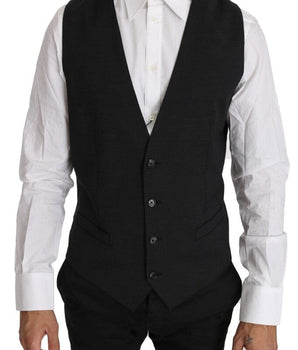 Dolce & Gabbana Elegant Slim Fit Gray Wool Vest Dolce & Gabbana 