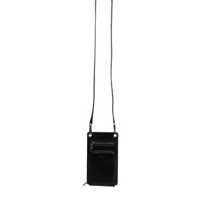 Dolce &amp; Gabbana Black Horse Leather Zip Logo Shoulder Neck Strap Wallet