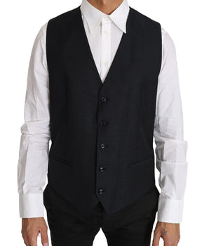 Dolce & Gabbana Elegant Gray Slim-Fit Wool-Silk Vest Dolce & Gabbana 