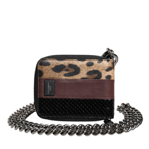 Cartera portatarjetas plegable DG de piel de leopardo multicolor de Dolce &amp; Gabbana