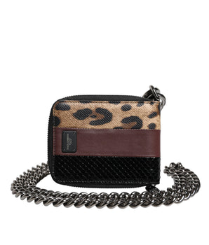 Dolce &amp; Gabbana Multicolor Leopard Leather DG Bifold Card Holder Wallet