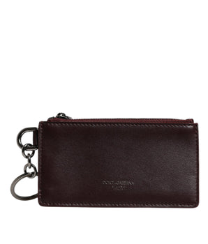 Dolce &amp; Gabbana Brown Calfskin Leather DG Logo Card Holder Wallet