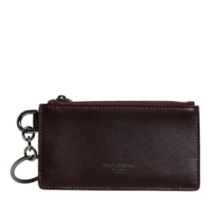 Dolce &amp; Gabbana Brown Calfskin Leather DG Logo Card Holder Wallet