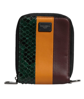 Dolce &amp; Gabbana Multicolor Exotic Leather DG Bifold Card Holder Wallet