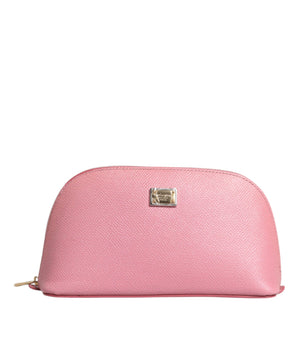 Dolce &amp; Gabbana Pink Leather DG Logo Zip Around Hand Purse Pouch Wallet