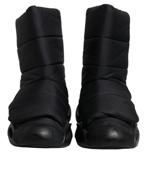 Dolce &amp; Gabbana Black Slip On Wave Quilted Sneakers Shoes