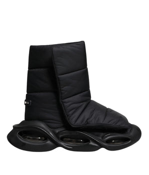 Dolce &amp; Gabbana Black Slip On Wave Quilted Sneakers Shoes