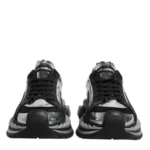 Dolce &amp; Gabbana Black Silver SUPER KING Leather Sneaker Shoes