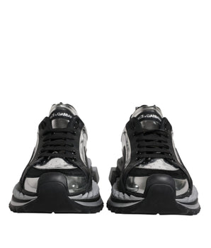 Dolce &amp; Gabbana Black Silver SUPER KING Leather Sneaker Shoes