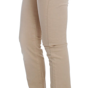 Cavalli Beige Cotton Stretch Slim Fit Jeans