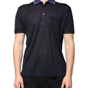 Dolce &amp; Gabbana Blue Silk Collared Short Sleeves Polo T-shirt