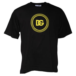 Dolce &amp; Gabbana Black Logo Print Cotton Crew Neck T-shirt