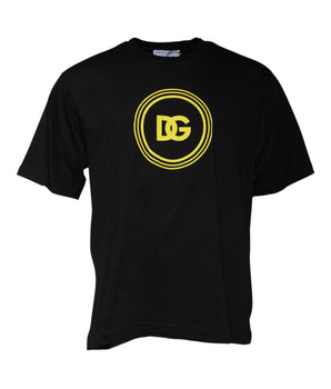 Dolce &amp; Gabbana Black Logo Print Cotton Crew Neck T-shirt