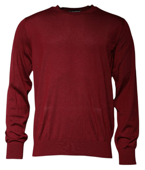 Dolce &amp; Gabbana Maroon Cashmere Crew Neck Pullover Sweater