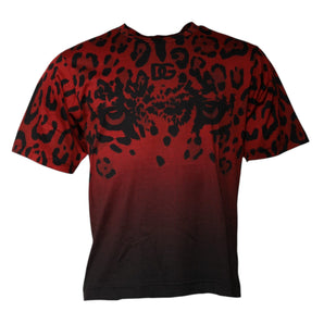 Dolce &amp; Gabbana Red Leopard Cotton Short Sleeves T-shirt