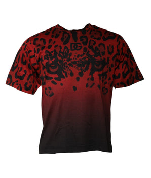 Dolce &amp; Gabbana Red Leopard Cotton Short Sleeves T-shirt