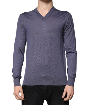 Dolce &amp; Gabbana Gray Cashmere V-neck Men Pullover Sweater