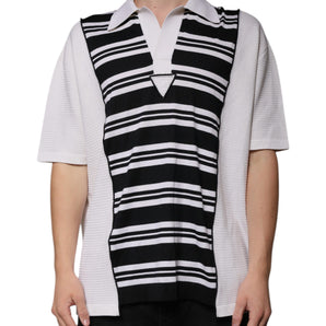 Dolce &amp; Gabbana Black White Stripes Collared Polo T-shirt