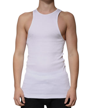 Dolce &amp; Gabbana White Cotton Sleeveless Round Neck Tank T-shirt