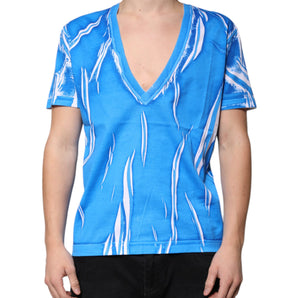 Dolce &amp; Gabbana Blue Cotton V-neck Short Sleeves T-shirt