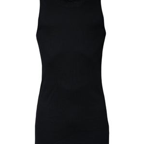 Dolce &amp; Gabbana Black Cotton Sleeveless Round Neck Tank T-shirt