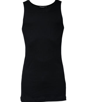 Dolce &amp; Gabbana Black Cotton Sleeveless Round Neck Tank T-shirt