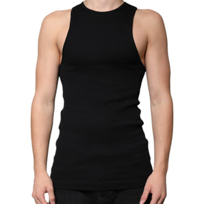 Dolce &amp; Gabbana Black Cotton Sleeveless Round Neck Tank T-shirt