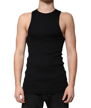 Dolce &amp; Gabbana Black Cotton Sleeveless Round Neck Tank T-shirt