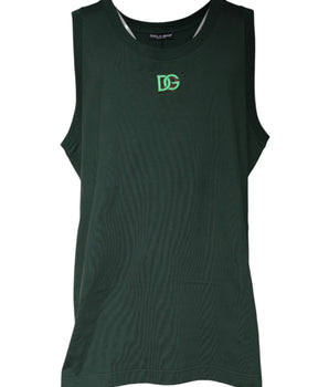 Dolce &amp; Gabbana Green DG Sleeveless Round Neck Tank T-shirt
