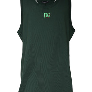 Dolce &amp; Gabbana Green DG Sleeveless Round Neck Tank T-shirt