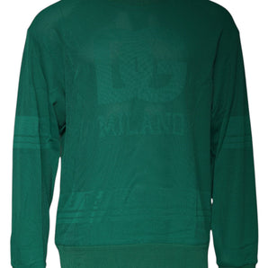 Suéter de cuello redondo de nailon con logotipo verde de Dolce &amp; Gabbana