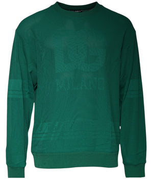 Dolce &amp; Gabbana Green Logo Nylon Crew Neck Pullover Sweater