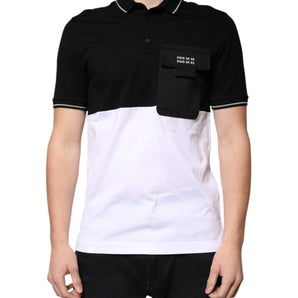 Dolce &amp; Gabbana Black White Cotton Short Sleeves Polo T-shirt