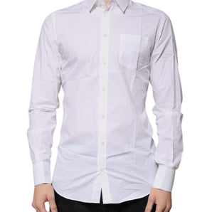 Dolce &amp; Gabbana White Cotton Long Sleeves GOLD Dress Shirt