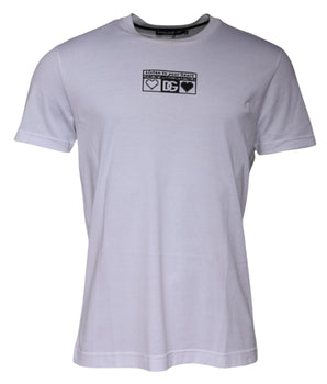 Dolce &amp; Gabbana Camiseta blanca con cuello redondo y estampado de logo