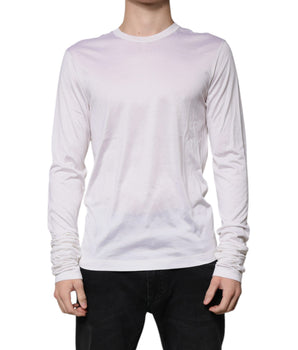 Dolce &amp; Gabbana White Silk Crew Neck Men Pullover Sweater
