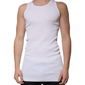 Dolce &amp; Gabbana White Cotton Sleeveless Round Neck Tank T-shirt