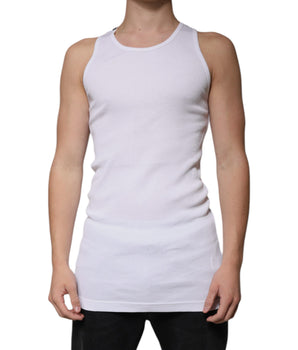 Dolce &amp; Gabbana White Cotton Sleeveless Round Neck Tank T-shirt