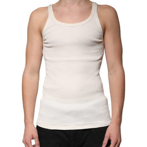 Dolce &amp; Gabbana Off White Cotton Sleeveless Round Neck Tank T-shirt
