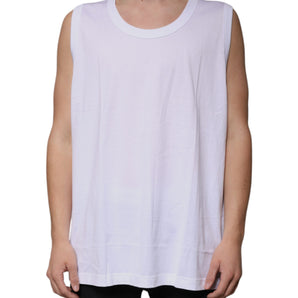 Dolce &amp; Gabbana White Cotton Sleeveless Round Neck Tank T-shirt