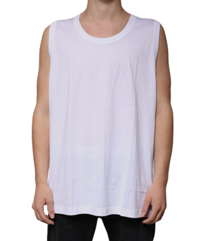 Dolce &amp; Gabbana White Cotton Sleeveless Round Neck Tank T-shirt
