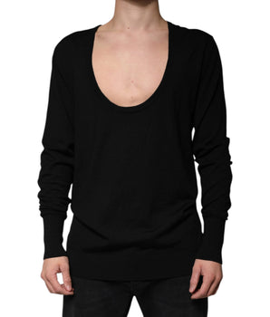 Dolce &amp; Gabbana Black Wool Round Neck Pullover Sweater