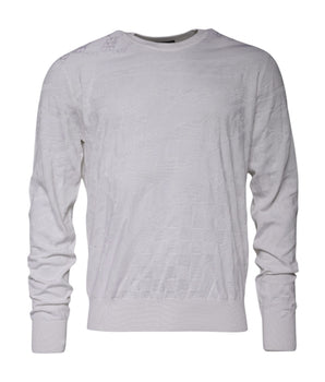 Dolce &amp; Gabbana White Silk Crew Neck Men Pullover Sweater