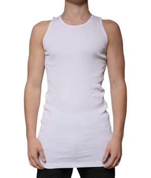 Dolce &amp; Gabbana White Cotton Sleeveless Round Neck Tank T-shirt